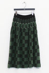 YANYAN KNITS Fall/Winter 2025: Wool plaid cropped sweater / mid-length skirt YYK-YYW25-1422-GW (Skirt: YYW25-2021)
